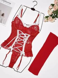 Sexy Christmas Costumes Women's Two-Tone Teddies