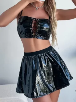 Sexy Club PU Leather with Headwear Sexy Bunny Girl Costume