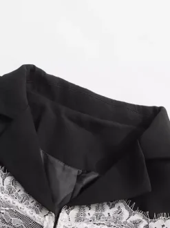 Sexy Corset Lace Blazer For Women - Black White Contrast Bustier Slim Suit Jacket - Spring Night Out Party 2026