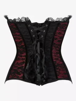 Sexy Corset Strapless Lace Floral Lace-up Strapless Front Button Bustier