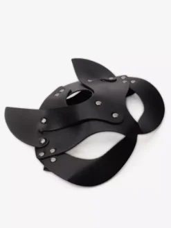 Sexy Costumes Lingerie Accessories PU Black Leather Lace Up Indoor Mask For Women