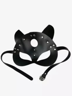 Sexy Costumes Lingerie Accessories PU Black Leather Lace Up Indoor Mask For Women
