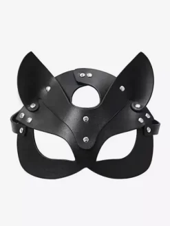 Sexy Costumes Lingerie Accessories PU Black Leather Lace Up Indoor Mask For Women