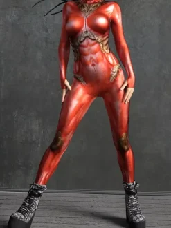 Sexy Cyberpunk Womens Zentai Bodysuit Metallic Long Sleeves Futuristic Exo-Suit Catsuit