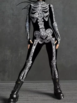Sexy Cyberpunk Womens Zentai 3D Anatomical Jumpsuit Venice Carnival Skin Suit