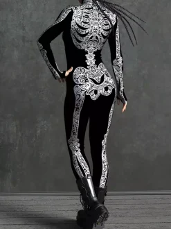 Sexy Cyberpunk Womens Zentai 3D Anatomical Jumpsuit Venice Carnival Skin Suit