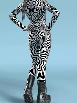 Sexy Cyberpunk Womens Zentai 3D Anatomical Jumpsuit Venice Carnival Skin Suit