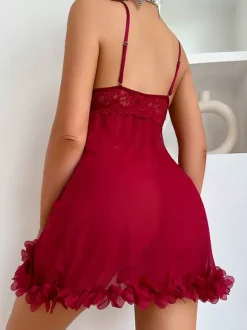 Sexy Daily Casual Lace Sheer Red Babydolls & Chemises