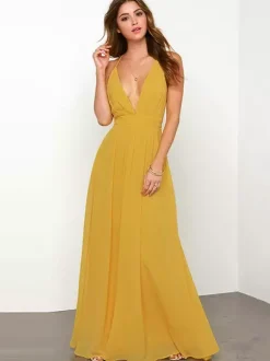 Sexy Dress Plunge Backless Spaghetti Straps Prom Maxi Dresses