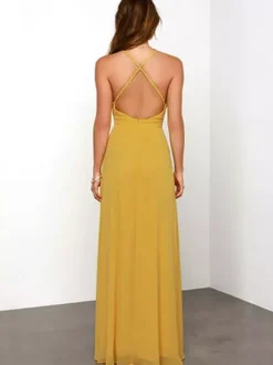 Sexy Dress Plunge Backless Spaghetti Straps Prom Maxi Dresses