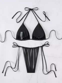 Sexy Halter Bikini In Black Two-piece Swimsuit For Summer 2026