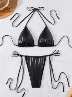 Sexy Halter Bikini In Black Two-piece Swimsuit For Summer 2026