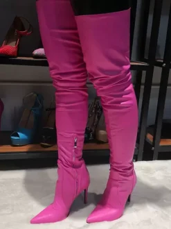 Sexy High Heel Boots Leather Pointed Toe Thigh High Boots
