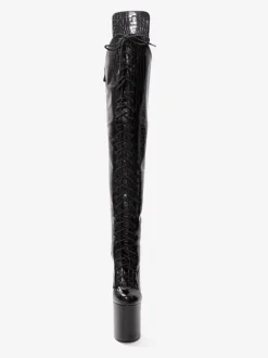 Sexy High Heel Boots Round Toe Zipper Stiletto Heel Pole Dancing Black Thigh High Boots Over The Knee Boots