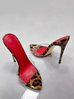 Sexy High Heel Sandal Slippers Open Toe Leopard Stiletto Hee Backless Sandals