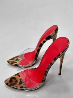 Sexy High Heel Sandal Slippers Open Toe Leopard Stiletto Hee Backless Sandals