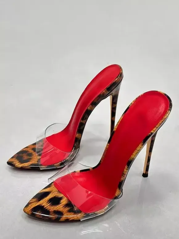 Sexy High Heel Sandal Slippers Open Toe Leopard Stiletto Hee Backless Sandals