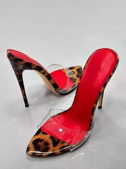 Sexy High Heel Sandal Slippers Open Toe Leopard Stiletto Hee Backless Sandals