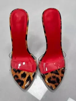 Sexy High Heel Sandal Slippers Open Toe Leopard Stiletto Hee Backless Sandals