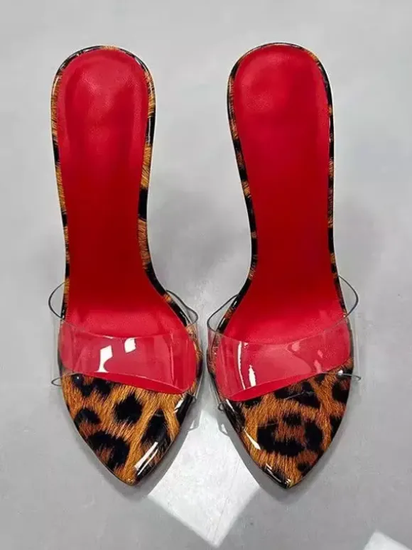 Sexy High Heel Sandal Slippers Open Toe Leopard Stiletto Hee Backless Sandals