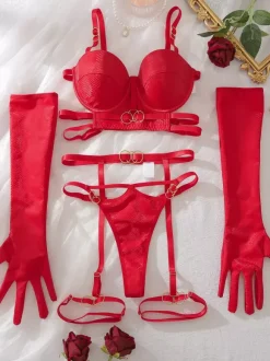 Sexy Lingerie Black 4-Piece Adult's Bra & Panty Sets