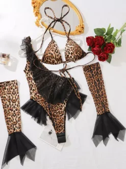 Sexy Lingerie Leopard 3-Piece Adult's Bra & Panty Sets
