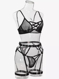 Sexy Lingerie 3-Piece Black Adult's Bra & Panty Sets