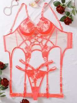 Sexy Lingerie 2-Piece Orange Adult's Bra & Panty Sets
