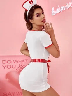 Sexy Nurse Costume Halloween White Women's Dress