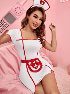 Sexy Nurse Costume Halloween White Women's Dress