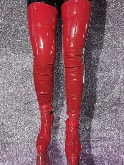 Sexy Over The Knee Boots Red Platform Stiletto Heel Thigh High Boots
