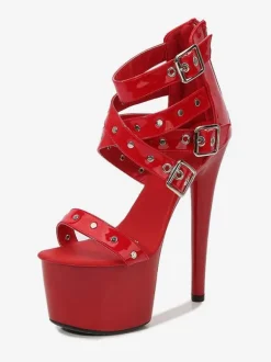 Sexy Pleaser Boots Black Platform Strappy High Heel Pole Dance Shoes