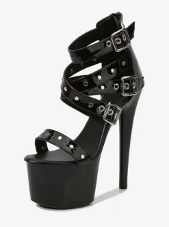 Sexy Pleaser Boots Black Platform Strappy High Heel Pole Dance Shoes