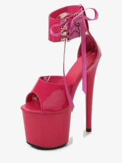 Sexy Pole Dance Shoes High Heel Platform Lace Up Pleaser Boots