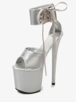 Sexy Pole Dance Shoes High Heel Platform Lace Up Pleaser Boots