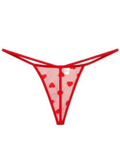 Sexy Red Thong Heart Nylon T Back