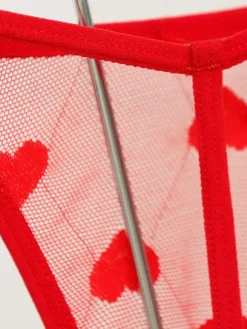 Sexy Red Thong Heart Nylon T Back