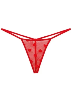 Sexy Red Thong Heart Nylon T Back