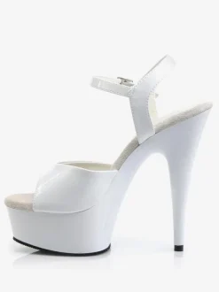 Sexy Sandals For Woman White Leather Peep Toe Monk Strap Sexy Shoes
