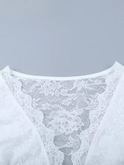 Sexy Sheer Lace Women's Crop Top - Deep V-Neck Long Sleeve Slim Fit - Coquette Style Night Out Clubwear 2026
