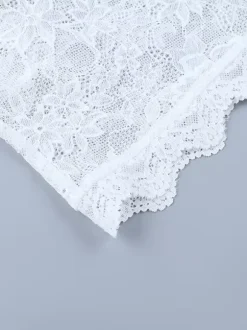 Sexy Sheer Lace Women's Crop Top - Deep V-Neck Long Sleeve Slim Fit - Coquette Style Night Out Clubwear 2026