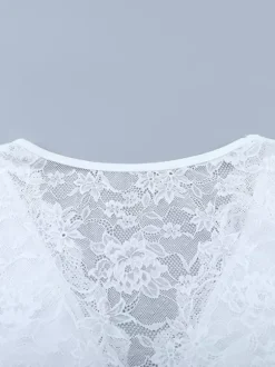 Sexy Sheer Lace Women's Crop Top - Deep V-Neck Long Sleeve Slim Fit - Coquette Style Night Out Clubwear 2026