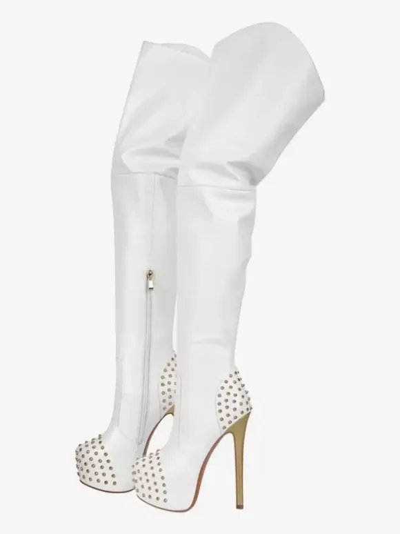 Sexy Stud Over The Knee Boots Platform High Heel Thigh High Boots