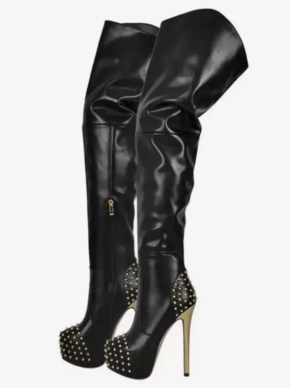 Sexy Stud Over The Knee Boots Platform High Heel Thigh High Boots