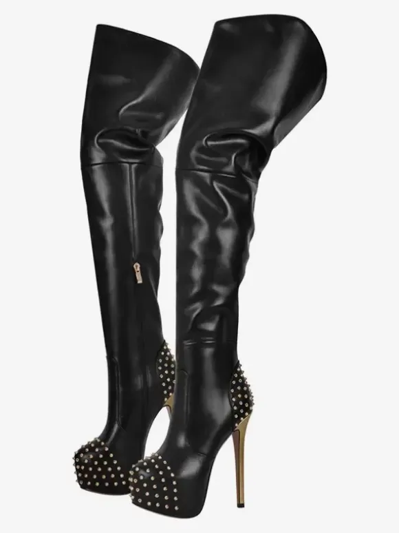 Sexy Stud Over The Knee Boots Platform High Heel Thigh High Boots
