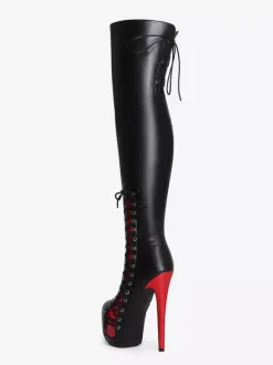 Sexy Thigh High Boots Unisex Platform Lace Up High Heel Over The Knee Boots