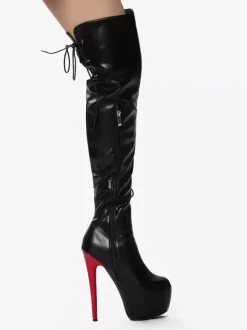 Sexy Thigh High Boots Unisex Platform Lace Up High Heel Over The Knee Boots