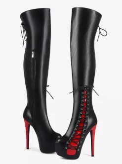 Sexy Thigh High Boots Unisex Platform Lace Up High Heel Over The Knee Boots