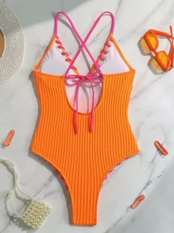 Sexy V-neck One-piece Swimsuit For Summer Beach 2026