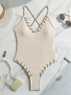 Sexy V-neck One-piece Swimsuit For Summer Beach 2026